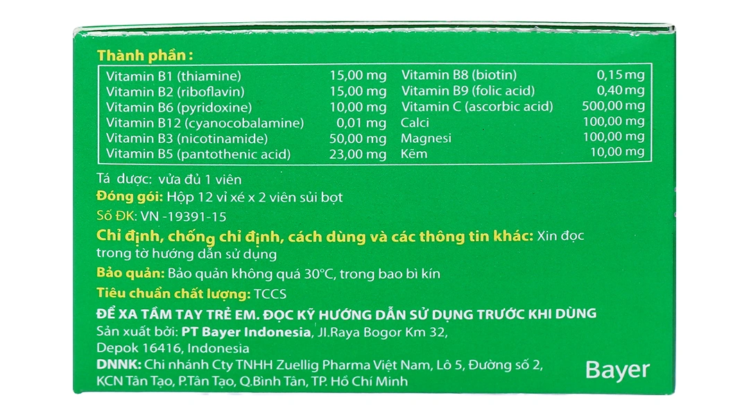 Viên nén sủi bọt Berocca Performance trị thiếu hụt vitamin C, B, kẽm (12 vỉ x 2 viên) - 4