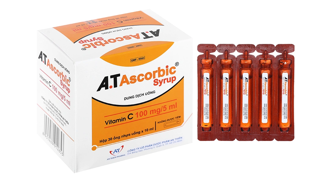 Dung dịch uống A.TAscorbic Syrup 100mg/5ml bổ sung vitamin C (30 ống x 10ml) - 