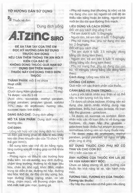 A.TZinC Siro 10mg/5ml hỗ trợ trị tiêu chảy, tăng đề kháng (30 ống x 5ml) - 4