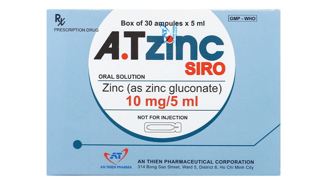 A.TZinC Siro 10mg/5ml hỗ trợ trị tiêu chảy, tăng đề kháng (30 ống x 5ml) - 1
