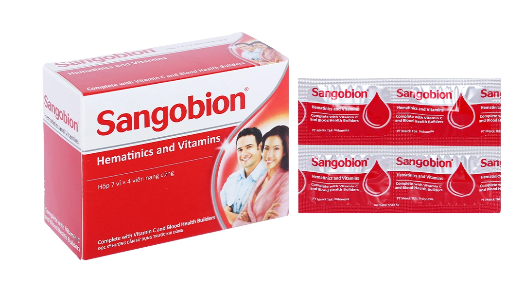 Sangobion bổ sung sắt và axit folic, trị thiếu máu (7 vỉ x 4 viên) - 