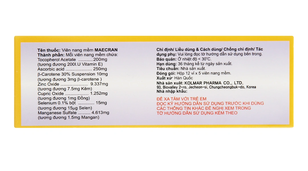 Maecran bổ sung vitamin và khoáng chất (12 vỉ x 5 viên) - 2
