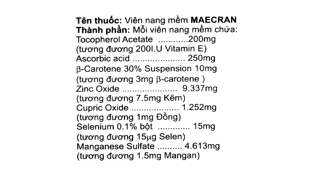 Maecran bổ sung vitamin và khoáng chất (12 vỉ x 5 viên) - 4