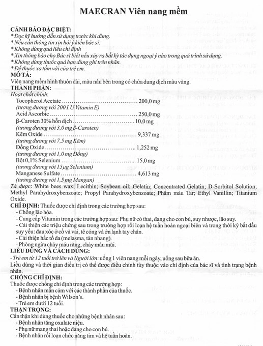 Maecran bổ sung vitamin và khoáng chất (12 vỉ x 5 viên) - 6