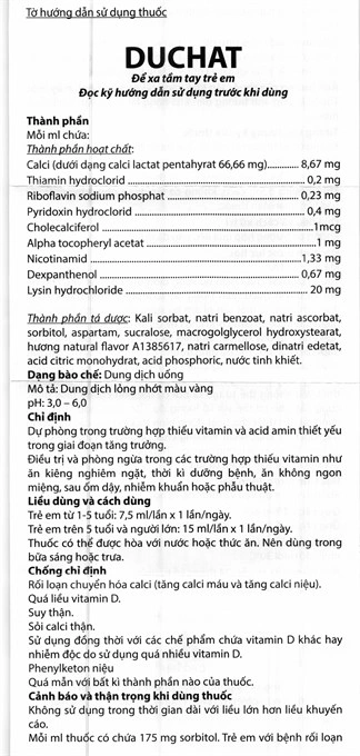 Dung dịch uống Duchat trị, phòng thiếu vitamin và axit amin (20 ống x 7.5ml) - 4