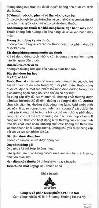 Dung dịch uống Duchat trị, phòng thiếu vitamin và axit amin (20 ống x 7.5ml) - 5