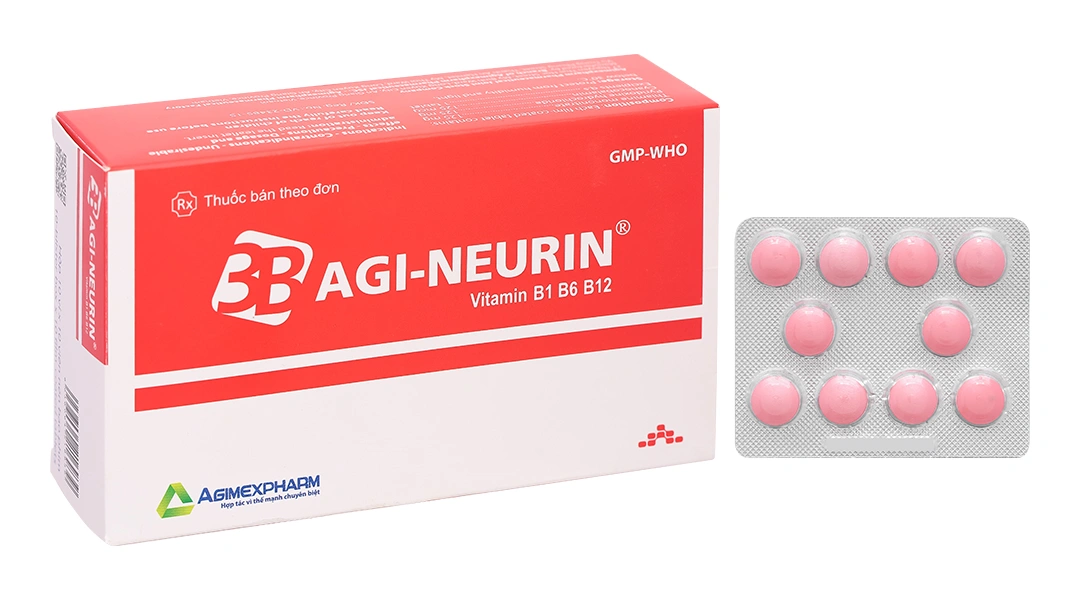 Agi-Neurin điều trị và dự phòng thiếu vitamin B1, B6, B12 (10 vỉ x 10 viên) - 