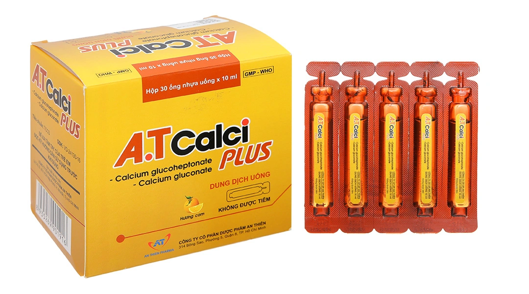 Dung dịch uống A.T Calci Plus cung cấp canxi cho cơ thể (30 ống x 10ml) - 