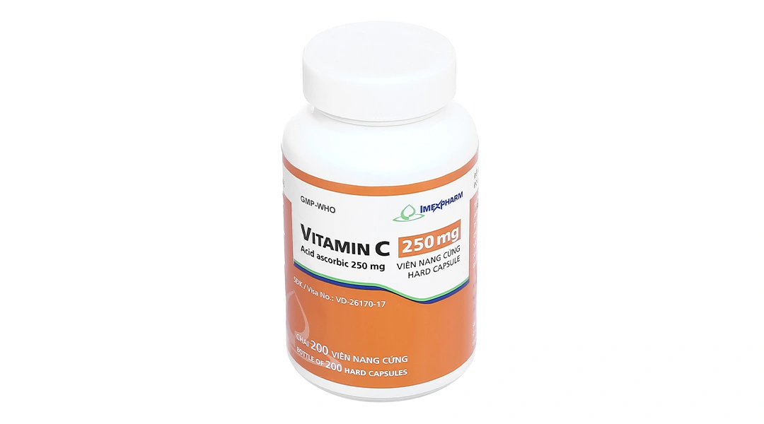 Vitamin C Imexpharm 250mg phòng và trị thiếu vitamin C lọ 200 viên - 