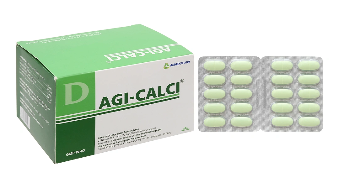 Agi-Calci bổ sung canxi, trị loãng xương (20 vỉ x 10 viên) - 