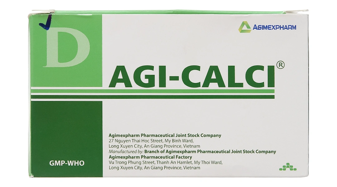 Agi-Calci bổ sung canxi, trị loãng xương (20 vỉ x 10 viên) - 1
