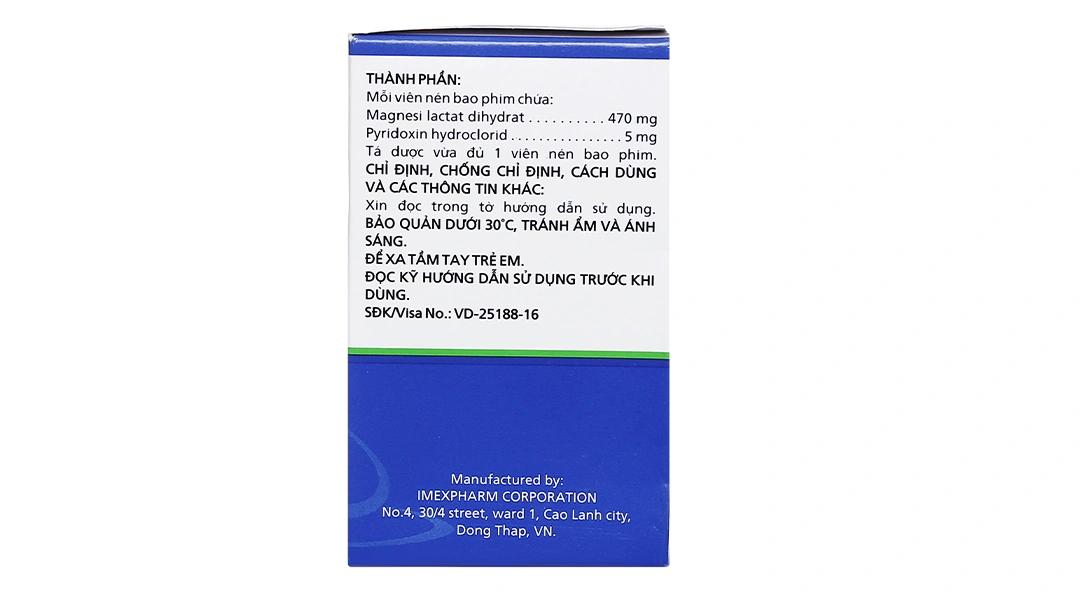 Magnesi - B6 Imexpharm trị thiếu magnesi riêng biệt hay kết hợp (10 vỉ x 10 viên) - 2