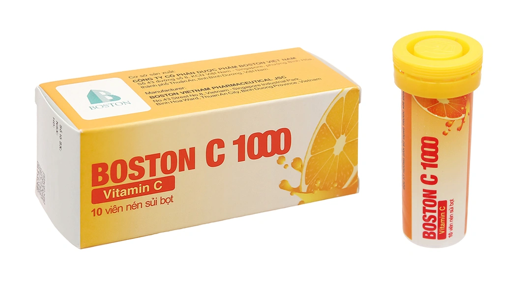 Viên nén sủi bọt Boston C 1000 trị tình trạng mệt mỏi tuýp 10 viên - 