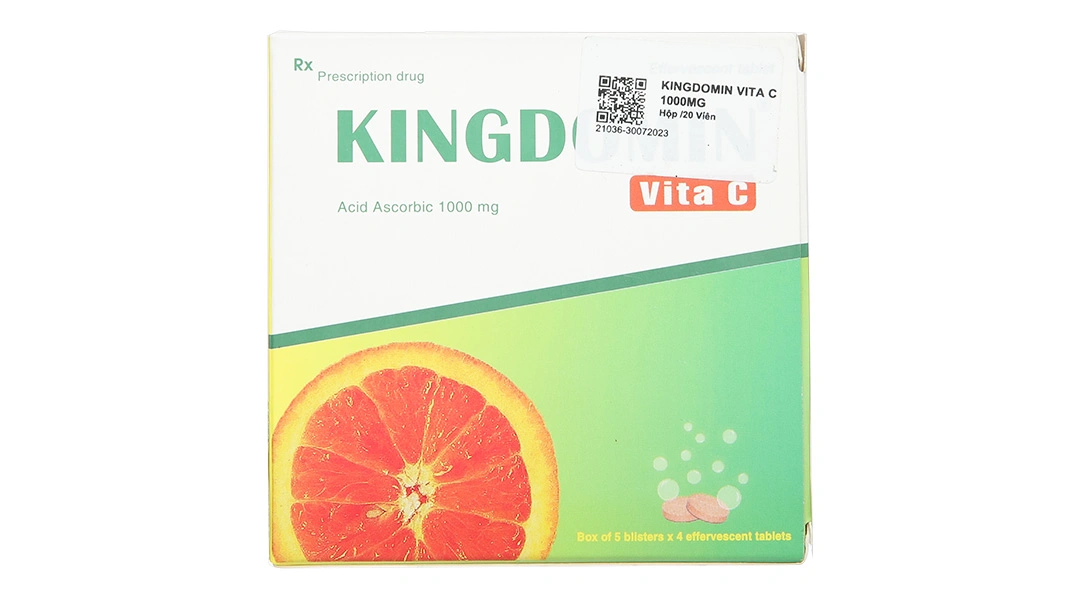 Viên sủi Kingdomin Vita C 1000mg tăng cường đề kháng (5 vỉ x 4 viên) - 1