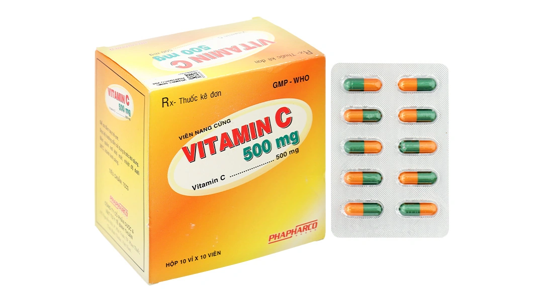 Vitamin C 500mg Phapharco phòng và trị thiếu hụt vitamin C (10 vỉ x 10 viên) - 