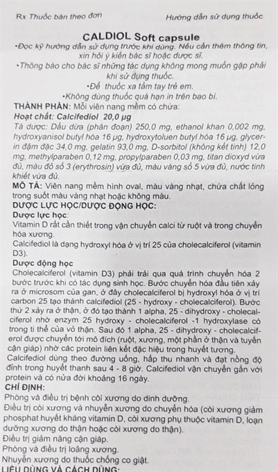Caldiol 20mcg trị loãng xương, còi xương (6 vỉ x 10 viên) - 2