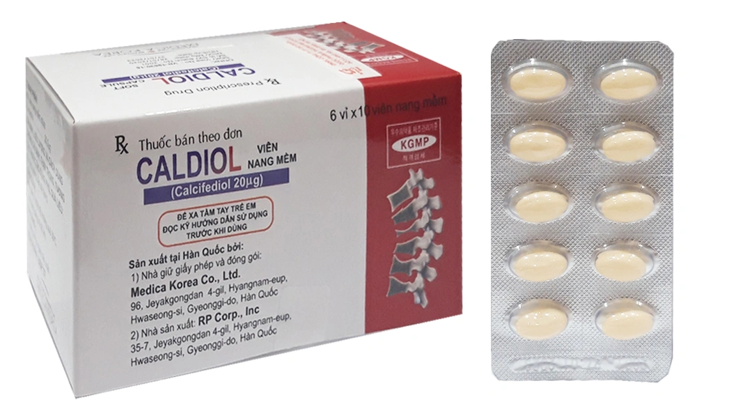 Caldiol 20mcg trị loãng xương, còi xương (6 vỉ x 10 viên) - 