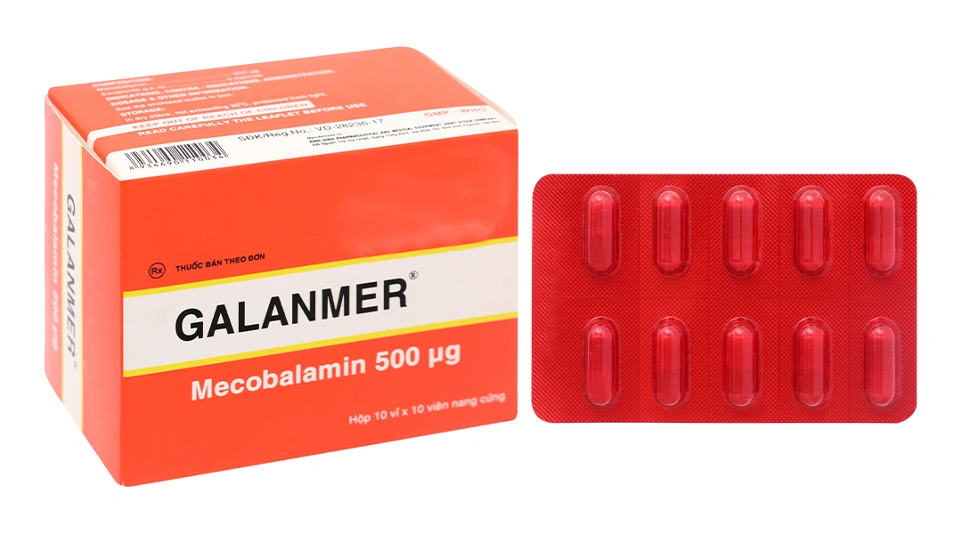 Galanmer 500mcg trị thiếu máu, thiếu vitamin B12 (10 vỉ x 10 viên) - 