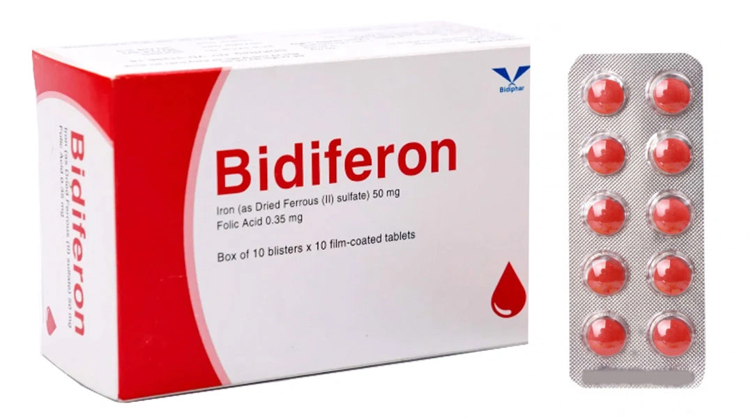 Bidiferon bổ sung sắt và axit folic (10 vỉ x 10 viên) - 
