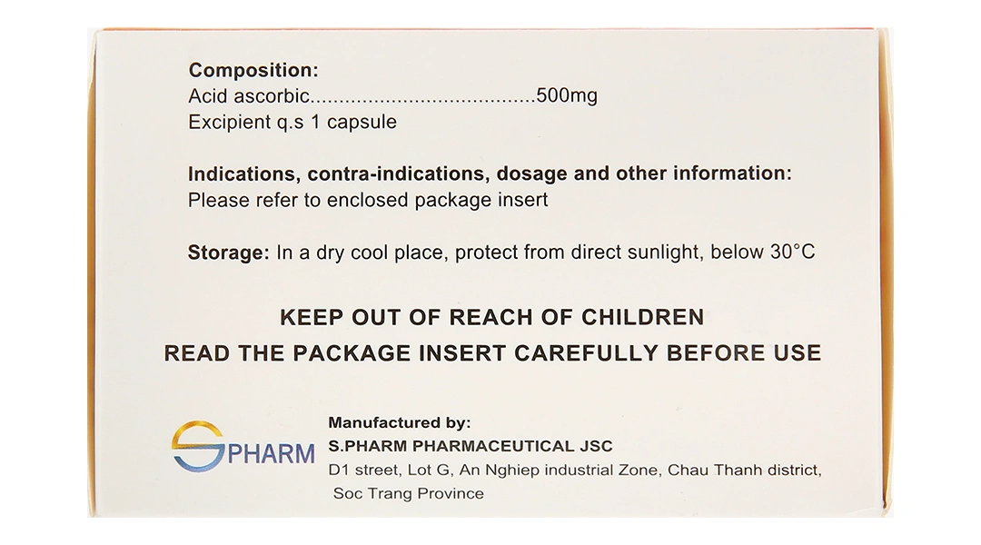Vitamin C Spharm 500mg phòng và trị thiếu vitamin C (10 vỉ x 10 viên) - 2