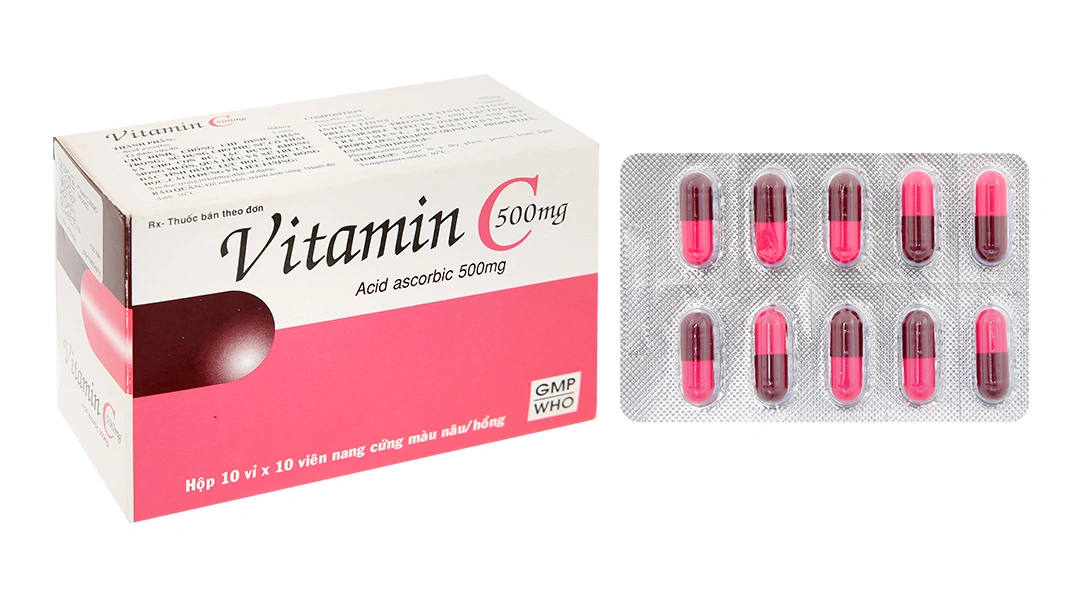 Vitamin C 500mg Tipharco phòng và trị thiếu vitamin C (10 vỉ x 10 viên) - 