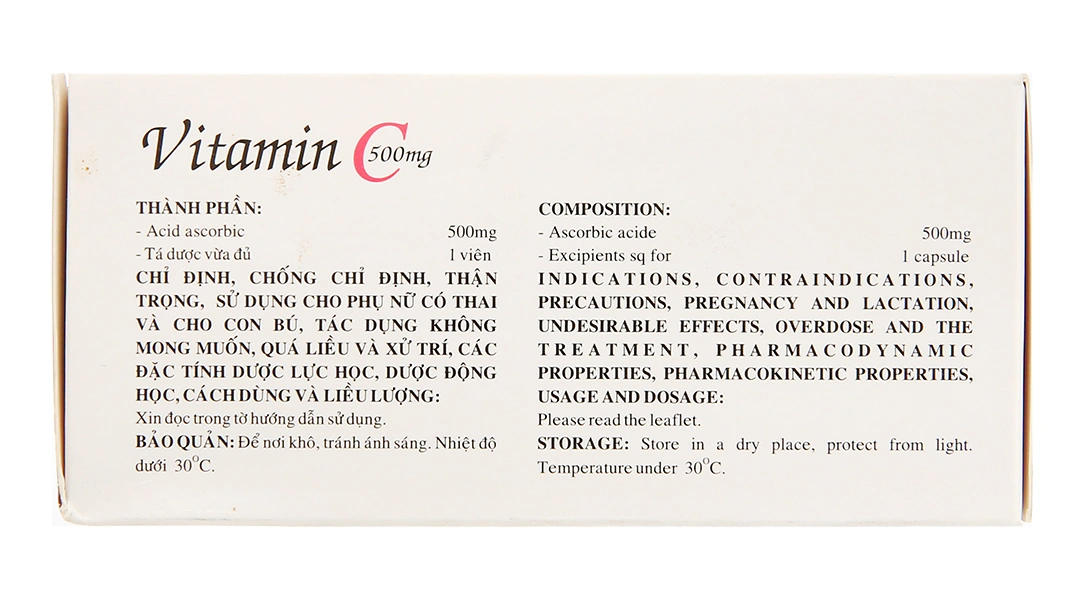 Vitamin C 500mg Tipharco phòng và trị thiếu vitamin C (10 vỉ x 10 viên) - 3