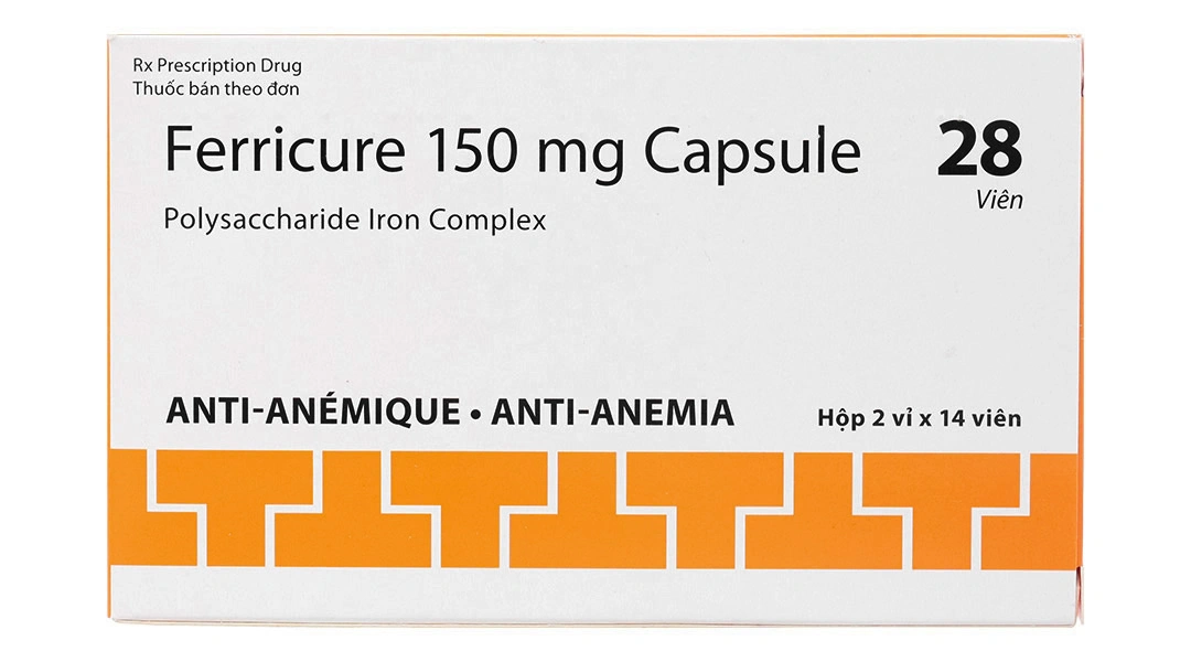 Ferricure 150mg Capsule trị tình trạng thiếu hụt sắt, thiếu máu do sắt (2 vỉ x 14 viên) - 1