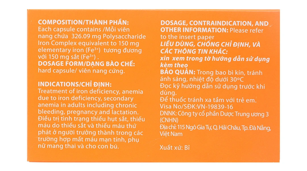 Ferricure 150mg Capsule trị tình trạng thiếu hụt sắt, thiếu máu do sắt (2 vỉ x 14 viên) - 2