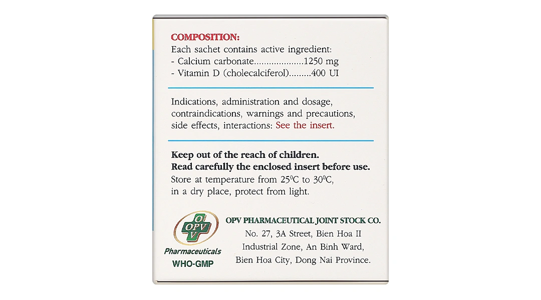 Thuốc bột Opecalcium bổ sung Calci và vitamin D3, ngừa loãng xương (20 gói x 2.5g) - 2