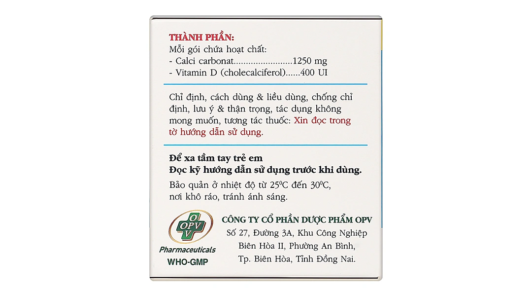 Thuốc bột Opecalcium bổ sung Calci và vitamin D3, ngừa loãng xương (20 gói x 2.5g) - 3
