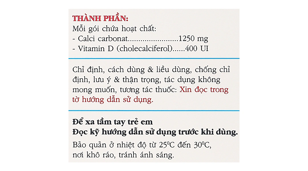 Thuốc bột Opecalcium bổ sung Calci và vitamin D3, ngừa loãng xương (20 gói x 2.5g) - 4