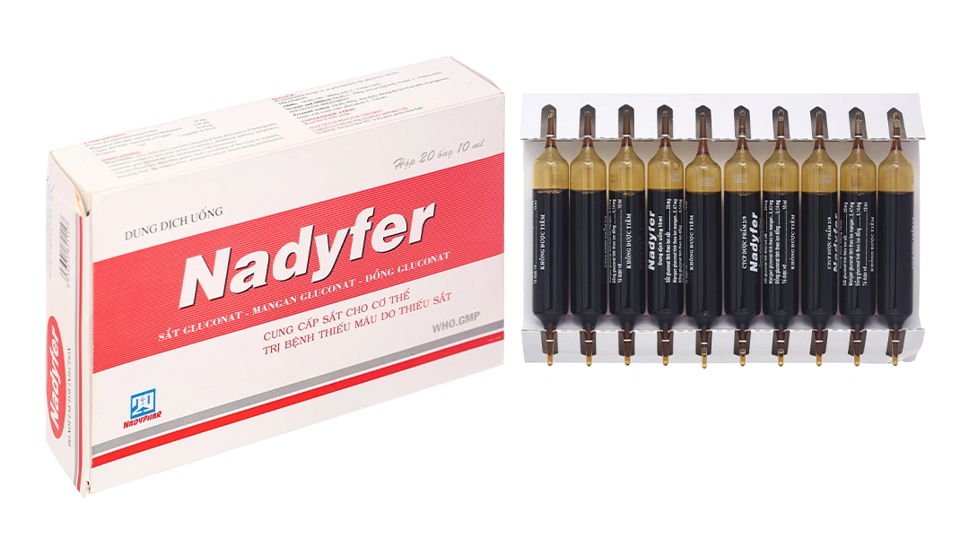 Dung dịch uống Nadyfer trị thiếu máu do thiếu sắt (20 ống x 10ml) - 