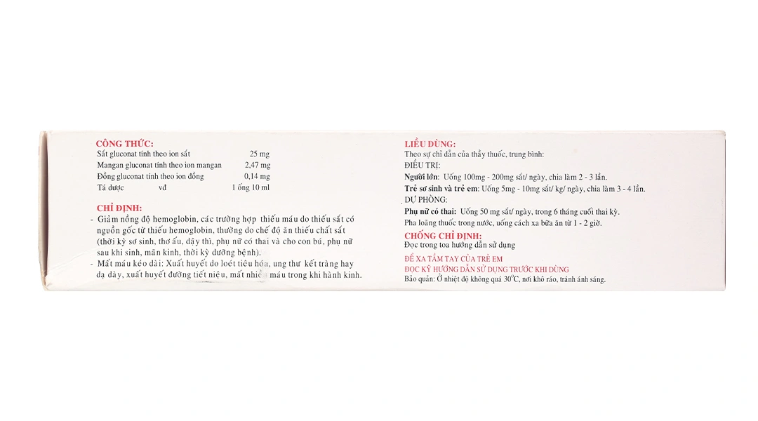 Dung dịch uống Nadyfer trị thiếu máu do thiếu sắt (20 ống x 10ml) - 2