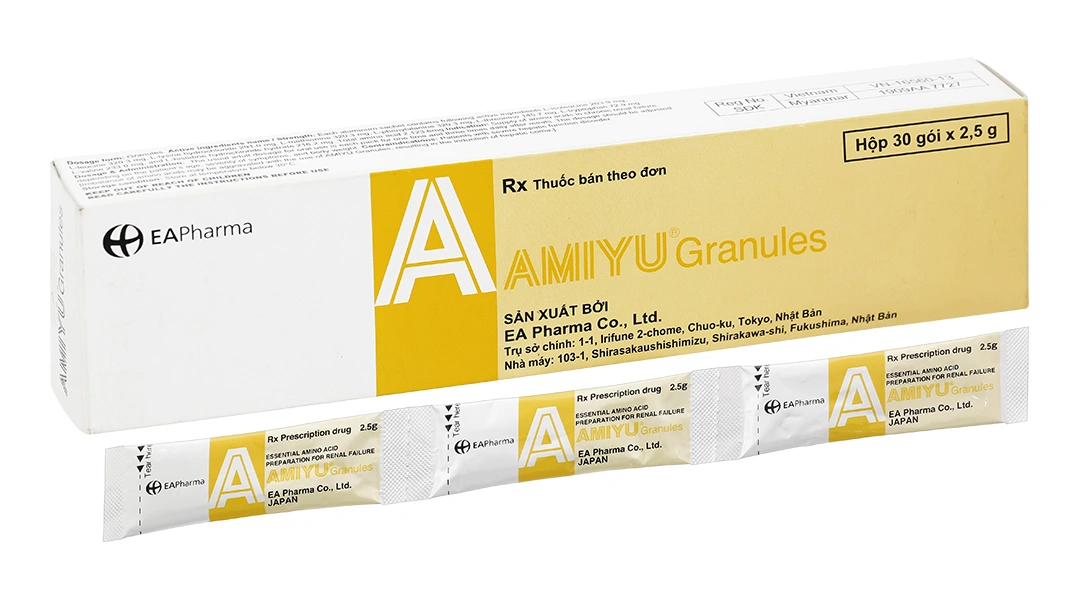 Thuốc cốm AMIYU Granules cung cấp các acid amin trong suy thận mạn tính (30 gói x 2.5g) - 