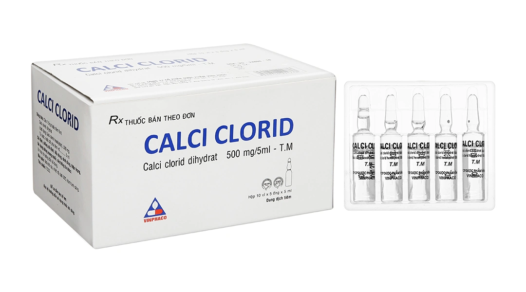 Thuốc tiêm Calci Clorid Vinphaco 500mg/5ml tăng nhanh nồng độ ion calci (50 ống x 5ml) - 