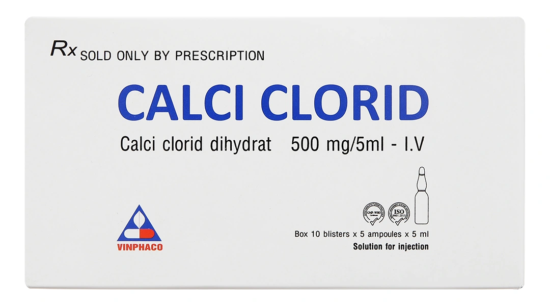 Thuốc tiêm Calci Clorid Vinphaco 500mg/5ml tăng nhanh nồng độ ion calci (50 ống x 5ml) - 1