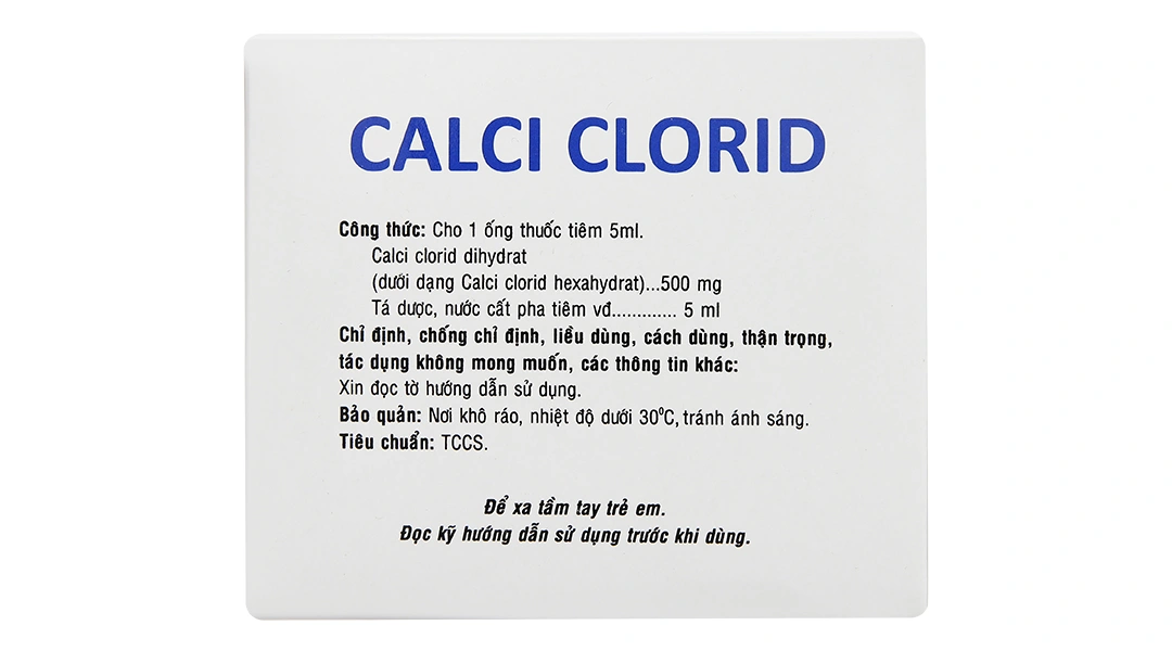 Thuốc tiêm Calci Clorid Vinphaco 500mg/5ml tăng nhanh nồng độ ion calci (50 ống x 5ml) - 2