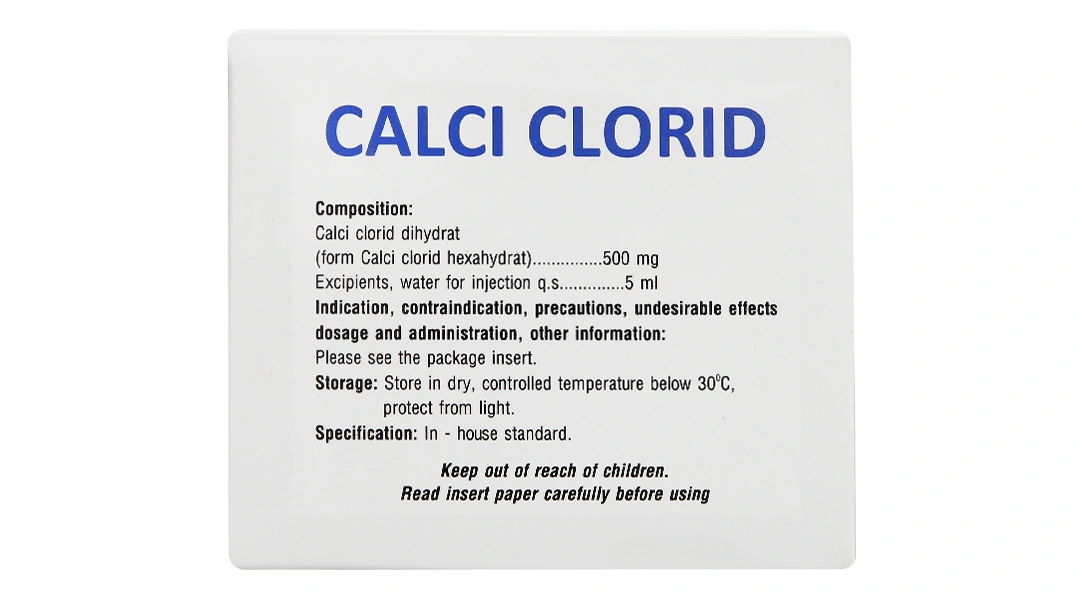 Thuốc tiêm Calci Clorid Vinphaco 500mg/5ml tăng nhanh nồng độ ion calci (50 ống x 5ml) - 3