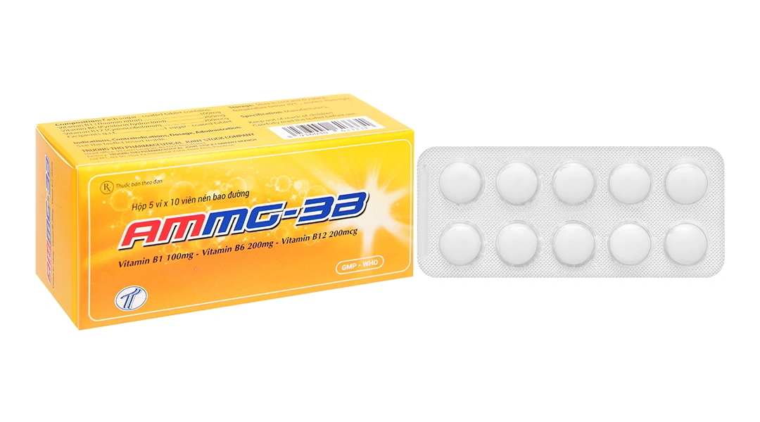 Ammg-3B trị bệnh lý thần kinh gây ra do thiếu hụt vitamin B1, B6, B12 (5 vỉ x 10 viên) - 