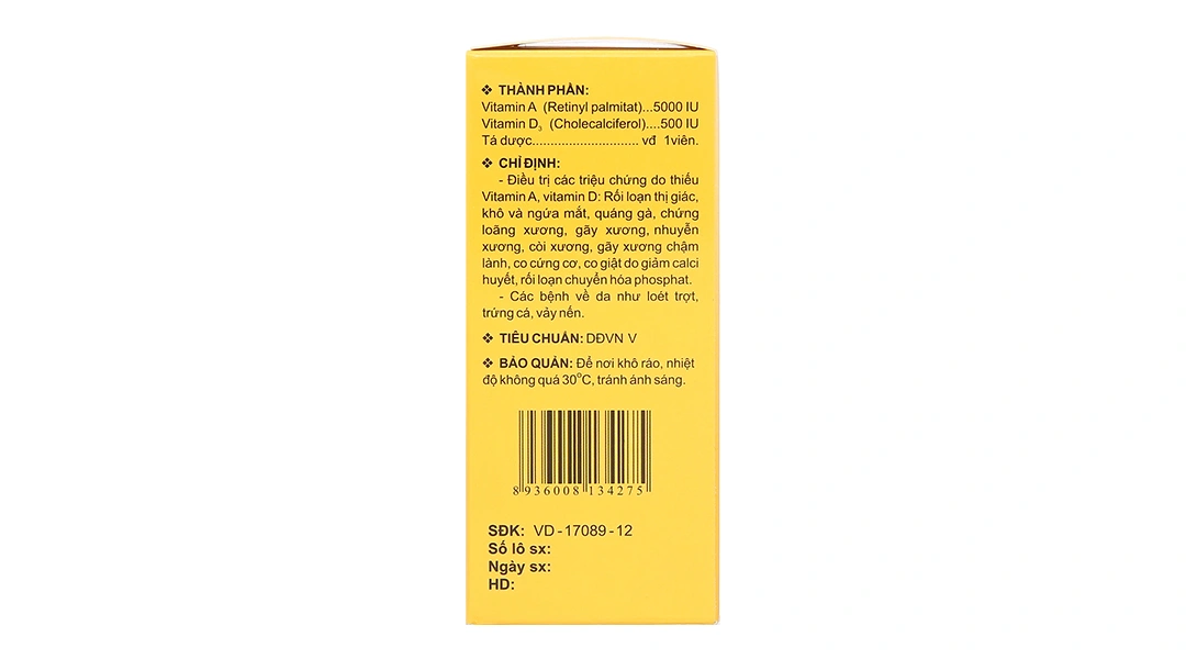 Vitamin A-D trị các triệu chứng do thiếu vitamin A, D (5 vỉ x 10 viên) - 3