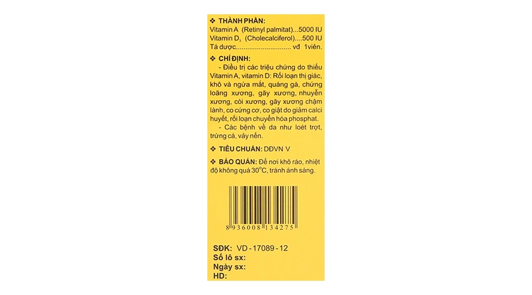 Vitamin A-D trị các triệu chứng do thiếu vitamin A, D (5 vỉ x 10 viên) - 4