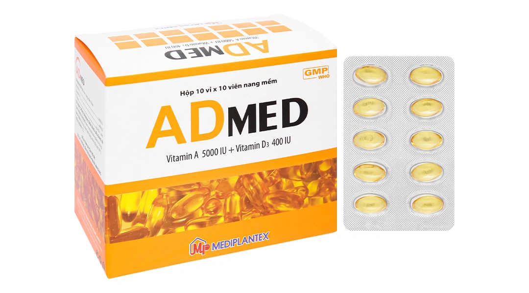 Admed trị tình trạng thiếu vitamin A-D (10 vỉ x 10 viên) - 