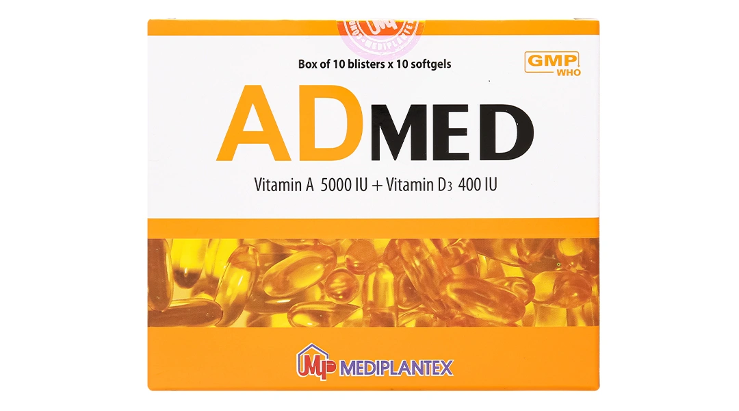 Admed trị tình trạng thiếu vitamin A-D (10 vỉ x 10 viên) - 1
