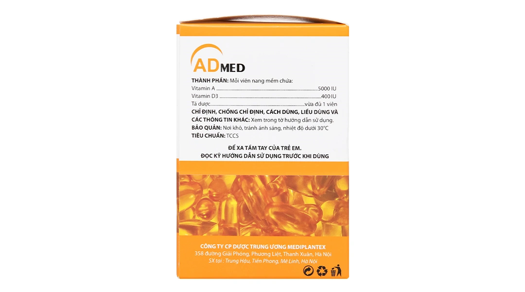 Admed trị tình trạng thiếu vitamin A-D (10 vỉ x 10 viên) - 2