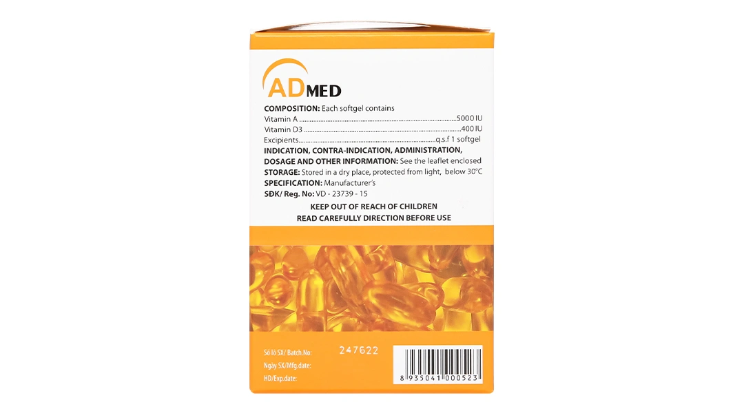 Admed trị tình trạng thiếu vitamin A-D (10 vỉ x 10 viên) - 3