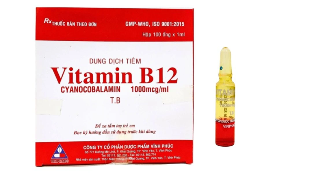 Dung dịch tiêm Vitamin B12 Vinphaco 1000mcg/ml điều trị trường hợp thiếu máu (100 ống x 1ml) - 