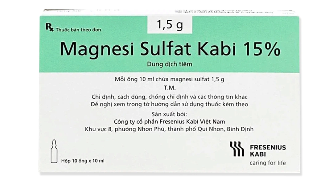 Dung dịch tiêm Magnesi Sulfat Kabi 15% trị ngừng tim do xoắn đỉnh (10 ống x 10ml) - 
