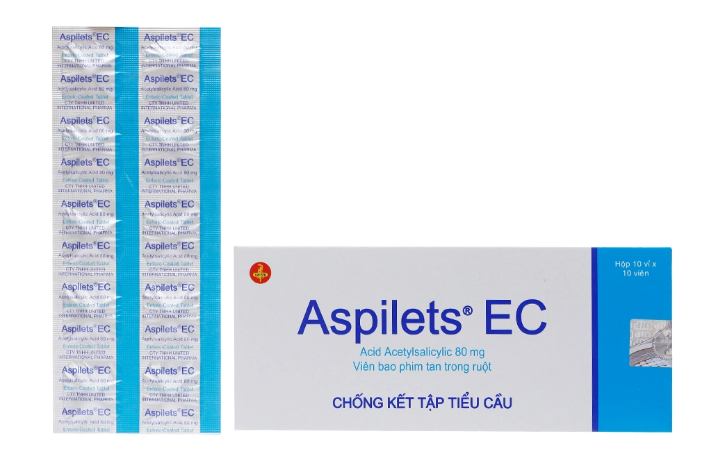Aspilets EC 80mg phòng và trị huyết khối (10 vỉ x 10 viên) - 1