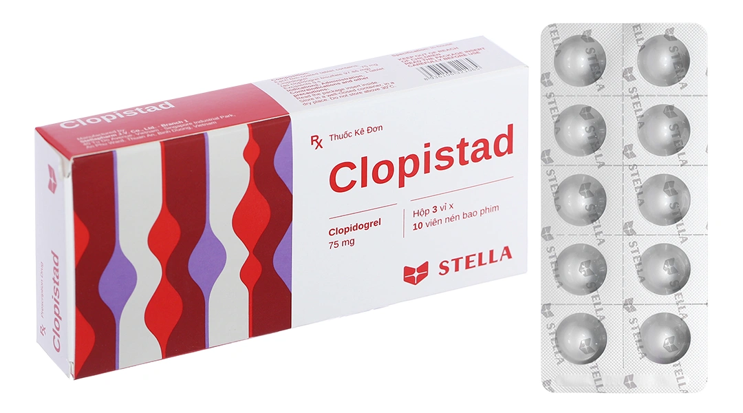 Clopistad 75mg phòng ngừa các biến cố do huyết khối động mạch (3 vỉ x 10 viên) - 