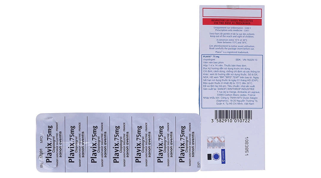Plavix 75mg phòng và trị huyết khối (1 vỉ x 14 viên) - 1